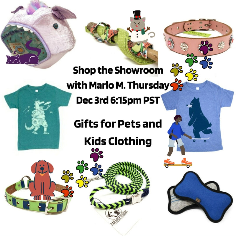 Episode 5 Link List: Shop the Showroom with Marlo M - Dec. 3, 2020 - Gifts for Pets and Kids Clothing
