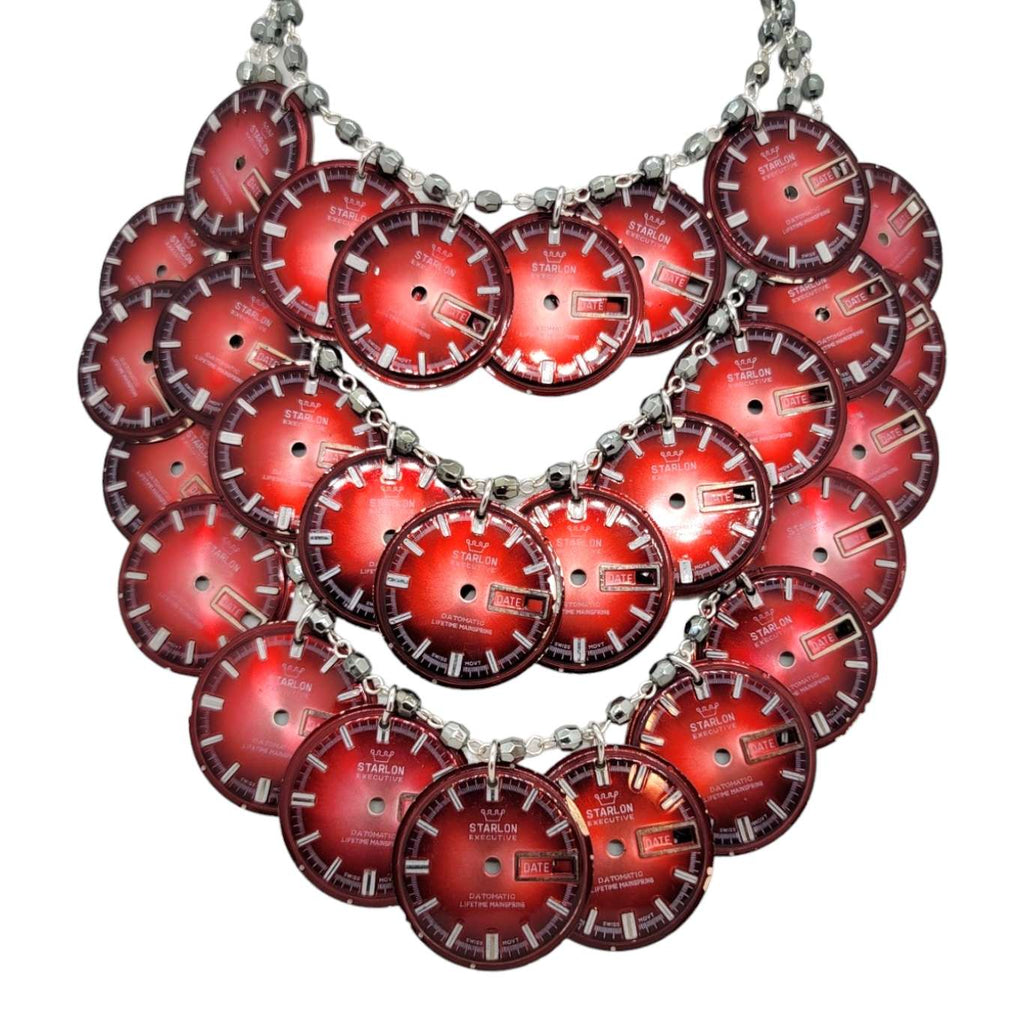 Vintage Red Watch Dial Necklace One of a Kind by Christine Stoll Altered Relics at The Handmade Showroom Seattle WA