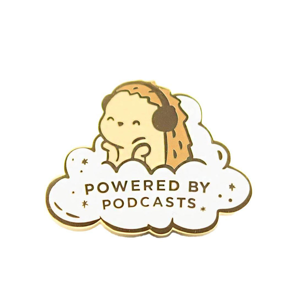 Enamel Pin - Powered by Podcasts Hedgehog by The Clever Clove