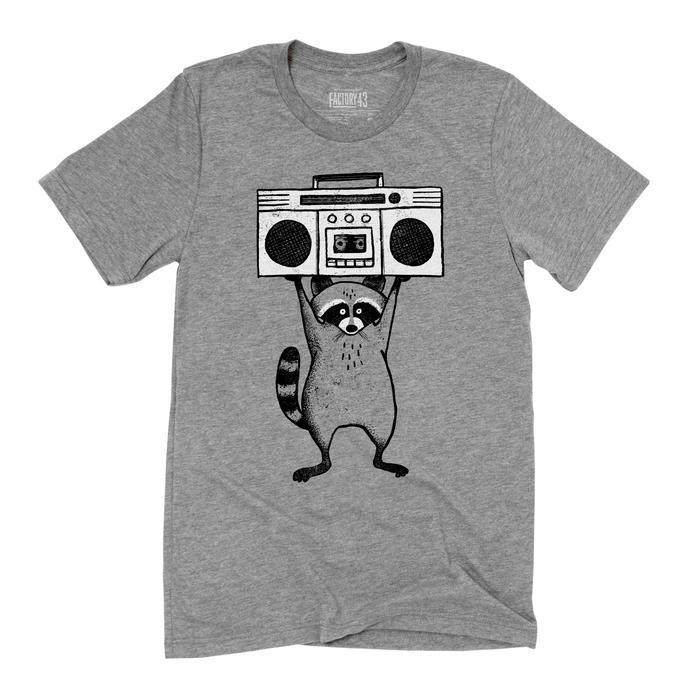 Adult Crew Neck - In Your Eyes Raccoon Gray Tee (XS - 3XL) by Factory 43