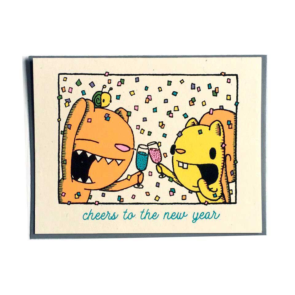 Card - Holiday - Cheers New Year Card by Everyday Balloons Print Shop