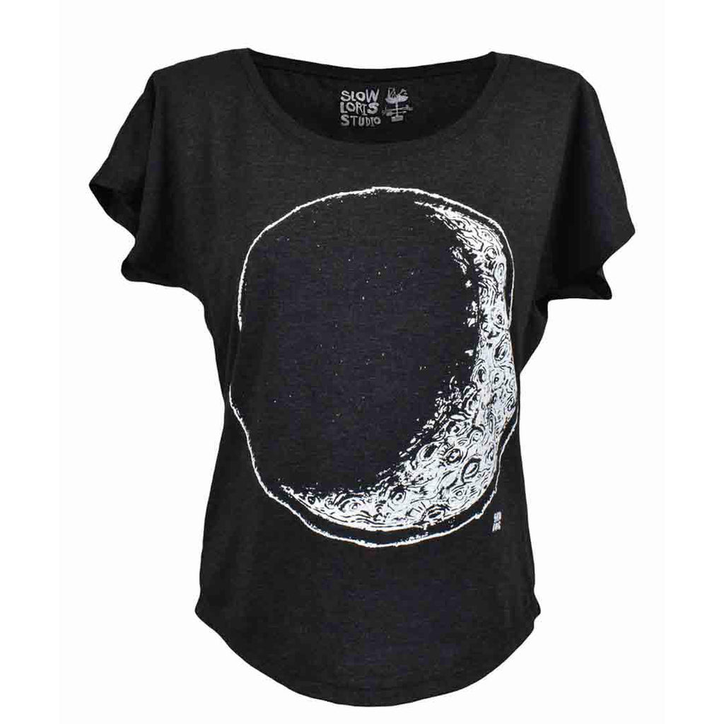 Adult Scoop Neck - Waxing Crescent Moon Charcoal Gray Tee (XS, M, XL only) by Slow Loris