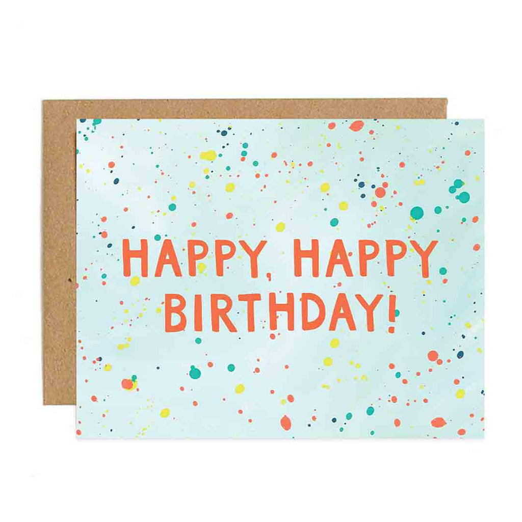 Card - Birthday -  Happy Happy Birthday! Rainbow Speckle by 1Canoe2