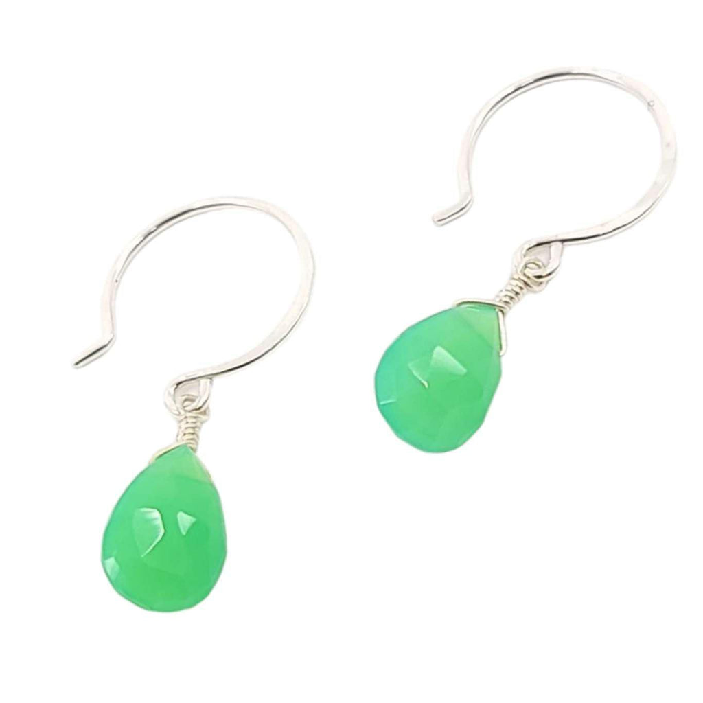 Earrings - Mint Green Chrysoprase Gemstone Drops Sterling by Foamy Wader