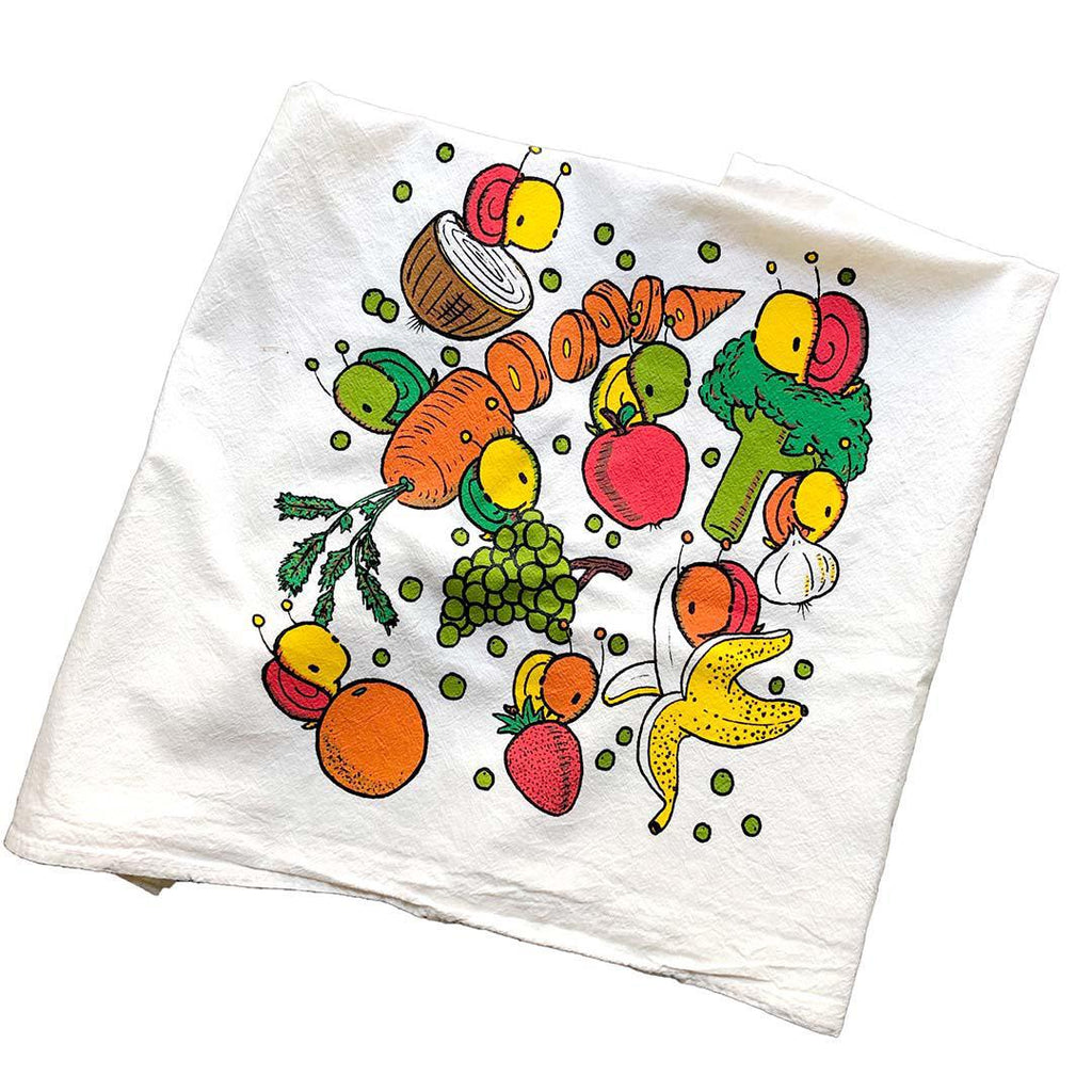 Tea Towel - Fruits with Veggies by Everyday Balloons Print Shop