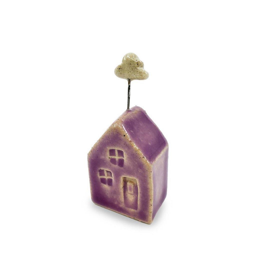 Tiny Pottery House - Purple with Cloud by Tasha McKelvey