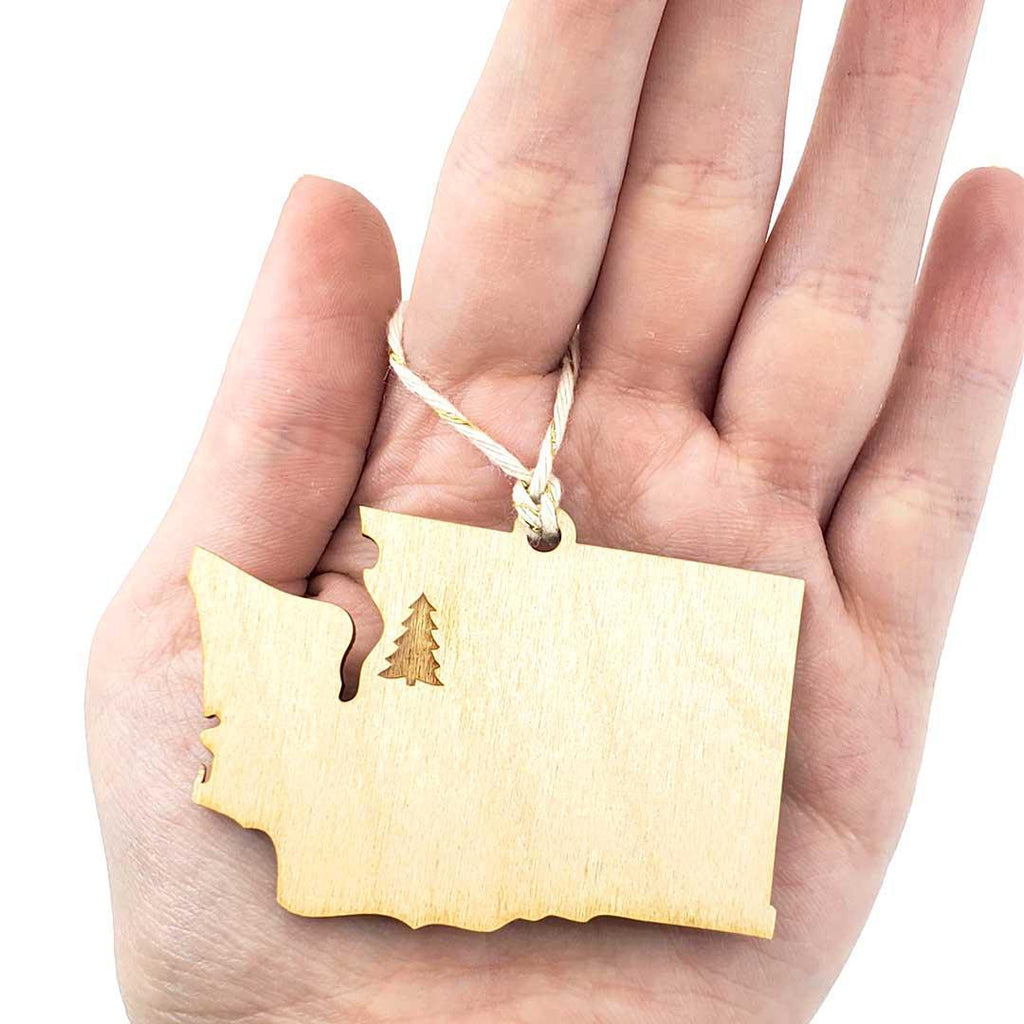 Ornaments - Small - WA State with Tree (Assorted Colors) by SnowMade