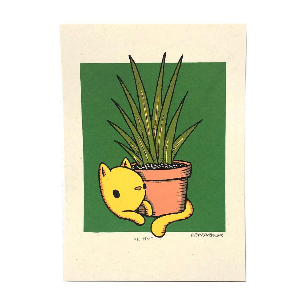 Art Print - 5x7 - Plant Kitty Cat by Everyday Balloons Print Shop
