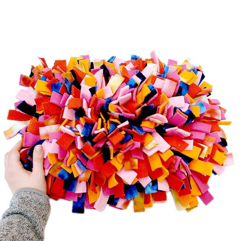 Pet Toy - 14x9 - Mini Snuffle Mat (Pink, Red, Orange, Blue) by Superb Snuffles