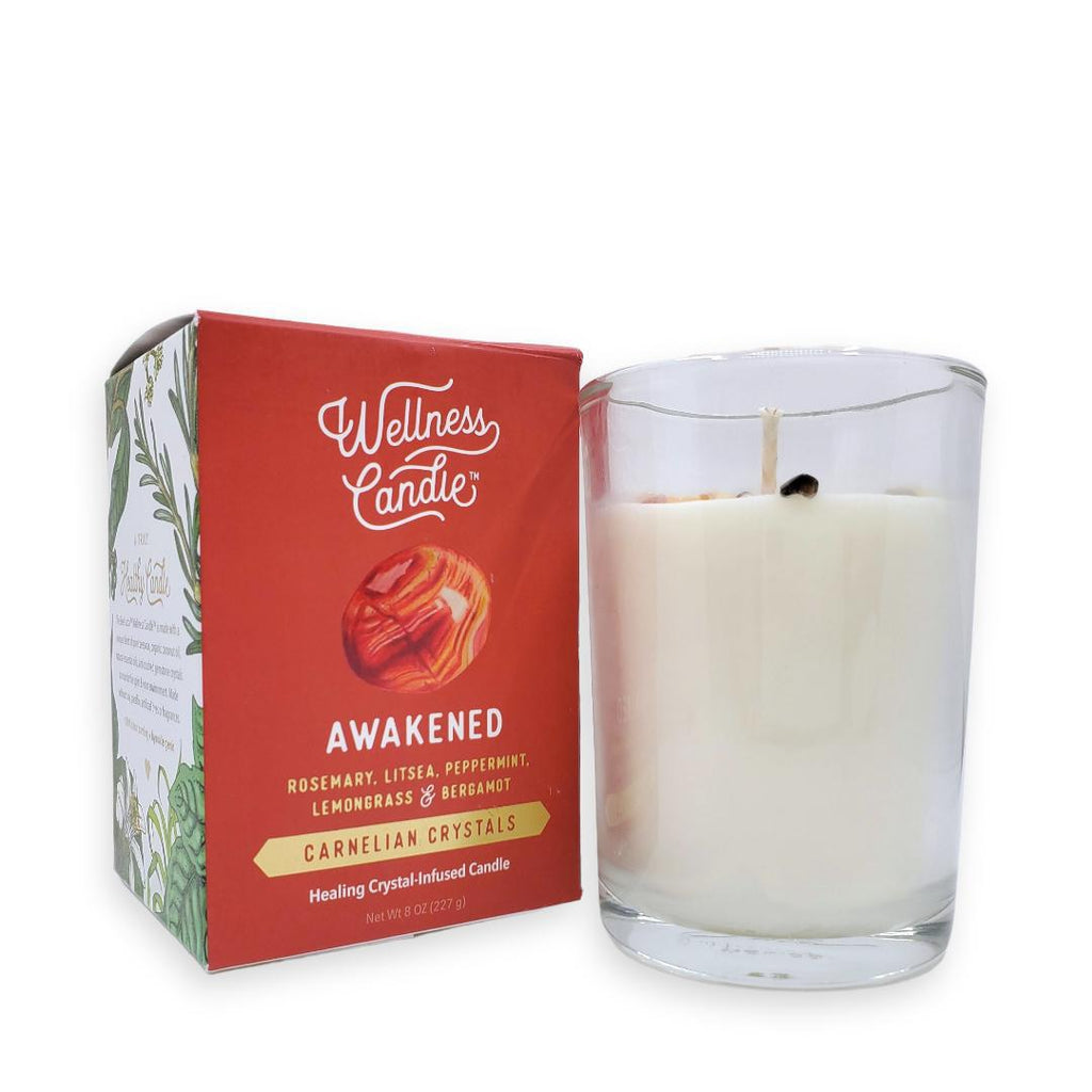 Candle 8oz - Carnelian (Awakened) Clear Glass by Bee Lucia