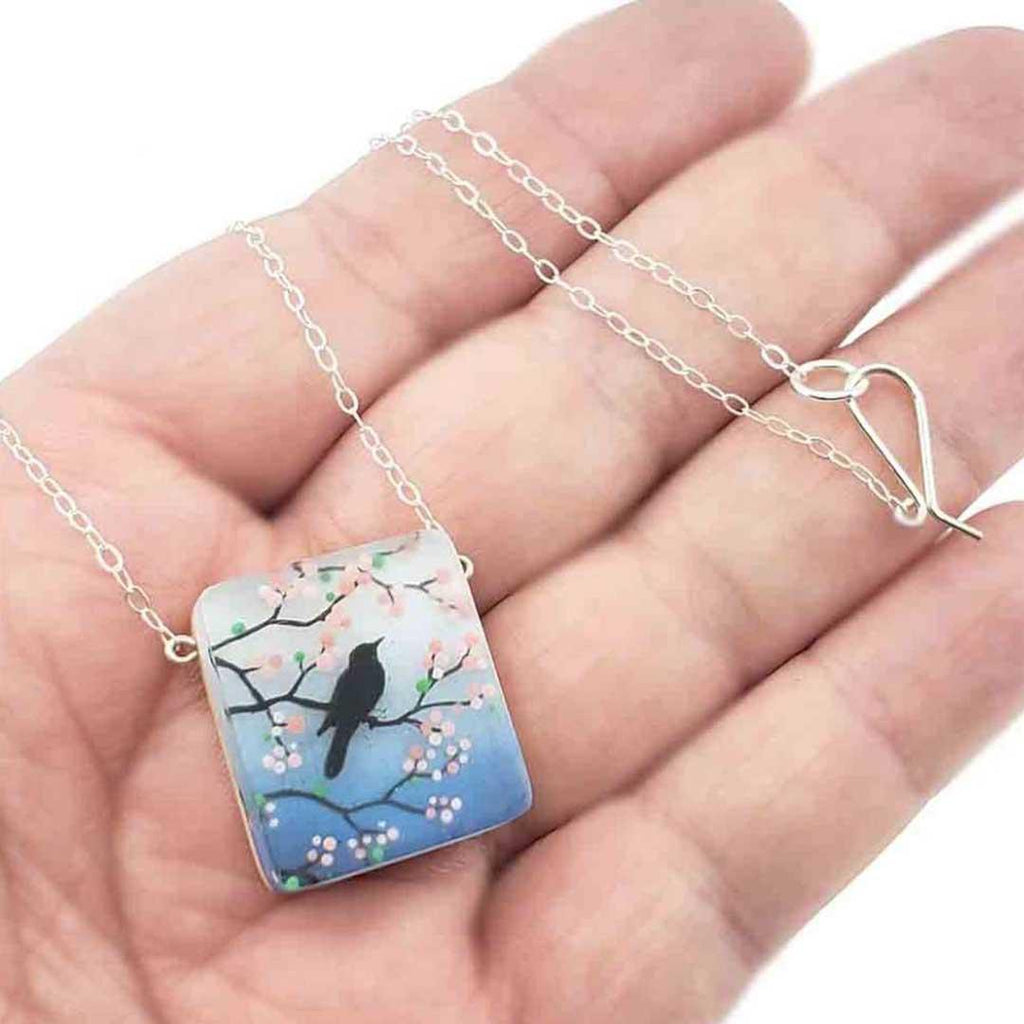 Necklace - Cherry Blossom Square by Fernworks