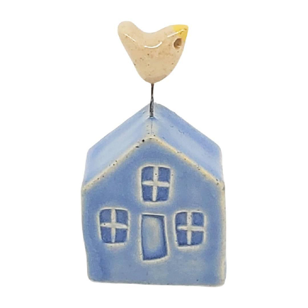 Tiny Pottery House - Light Blue with Bird (Assorted Colors) by Tasha McKelvey