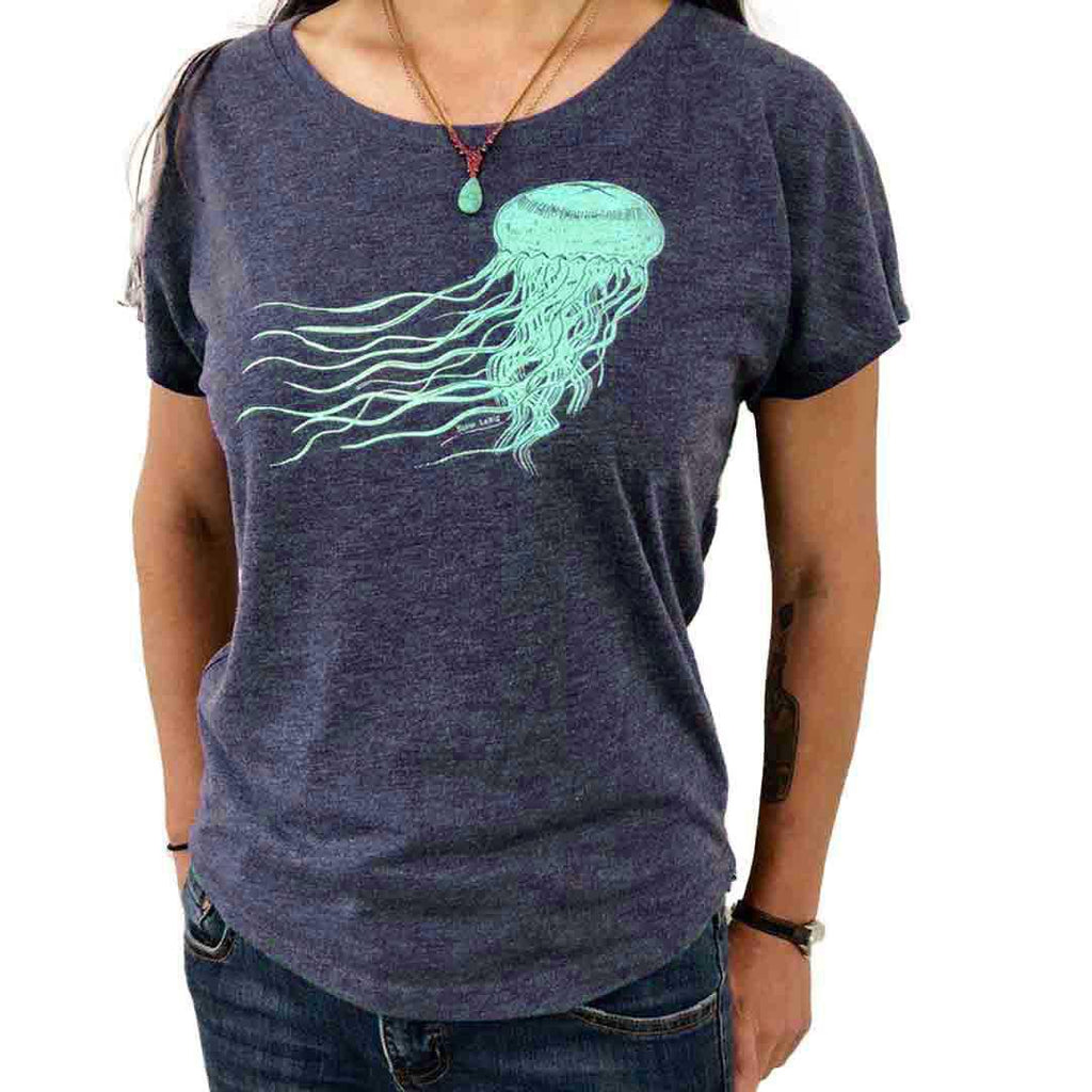 Adult Relaxed Fit - Jellyfish Heather Navy Tee (S - 3X) by Slow Loris