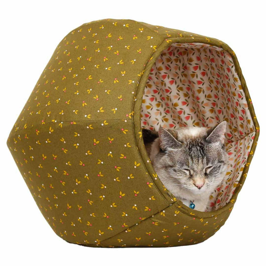 Regular The Cat Ball - Olive Green Flower Buds (White with Tulips lining) by The Cat Ball
