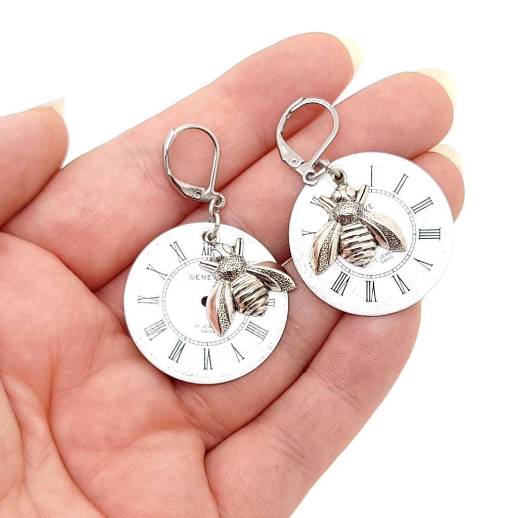 Earrings - Watch Dials - Queen Bee's Time by Christine Stoll | Altered Relics