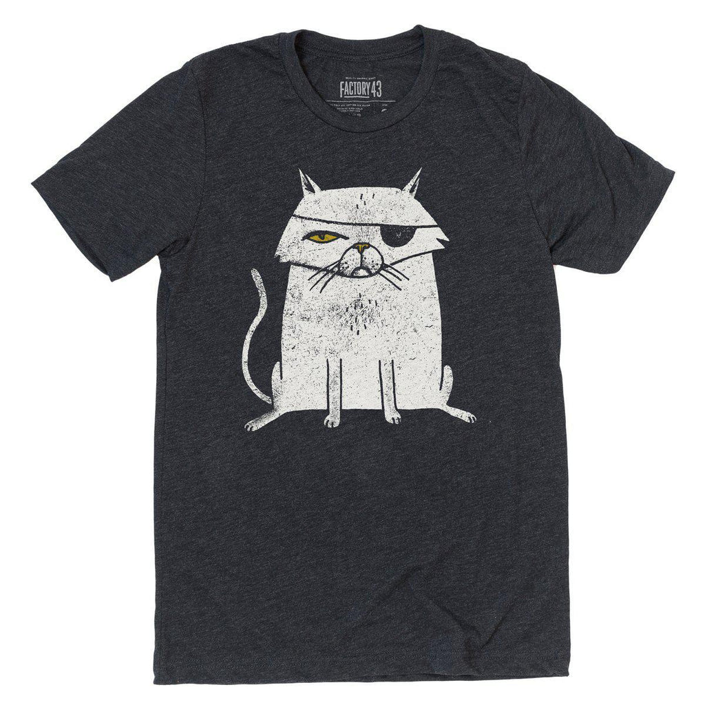 Adult Crew Neck - Evil Cat Charcoal Gray Tee (XS - 2XL) by Factory 43