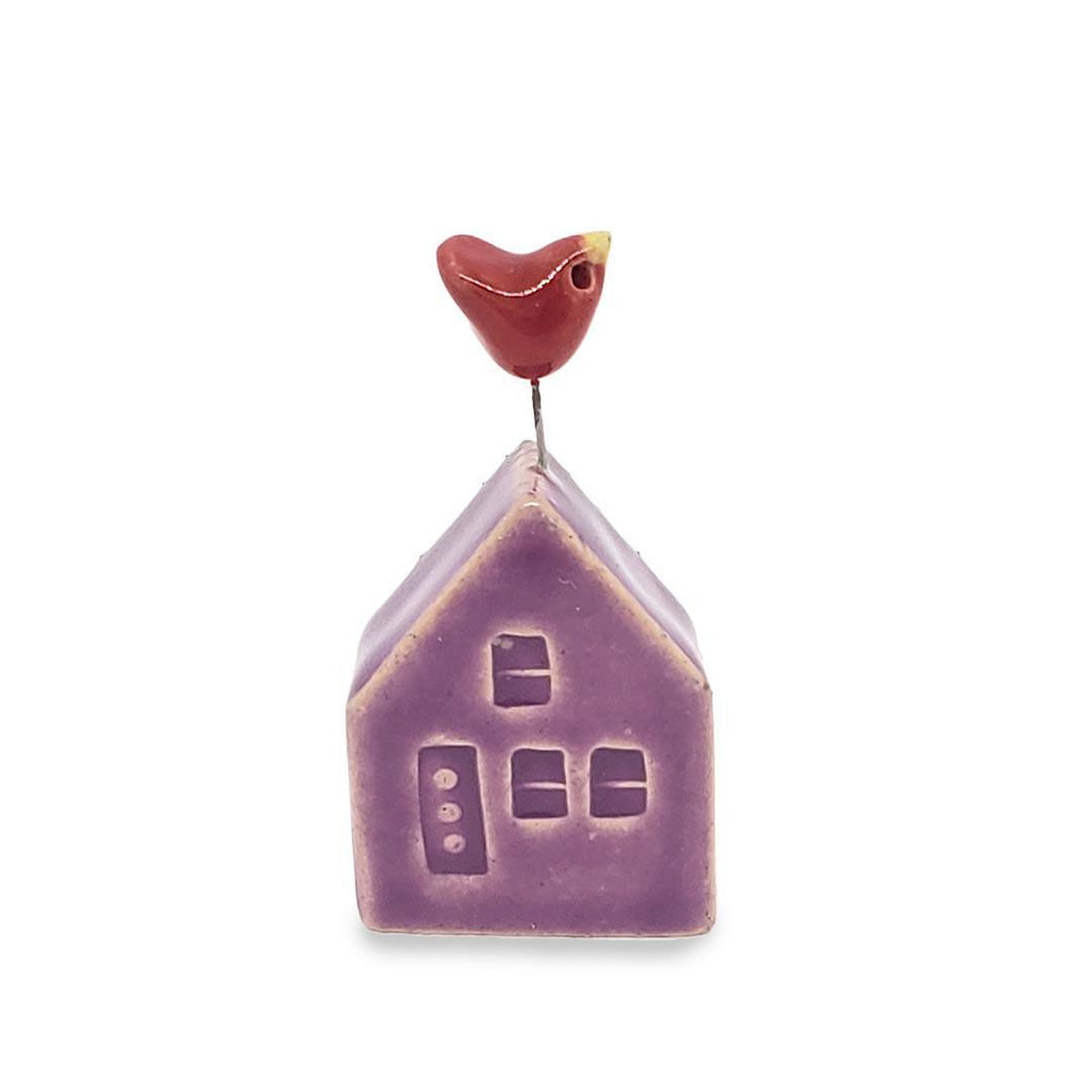 Tiny Pottery House - Magenta with Bird (Assorted Colors) by Tasha McKelvey