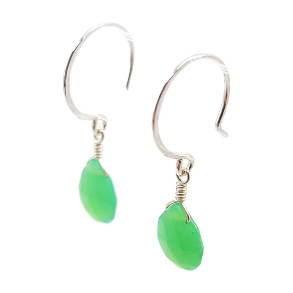 Earrings - Mint Green Chrysoprase Gemstone Drops Sterling by Foamy Wader
