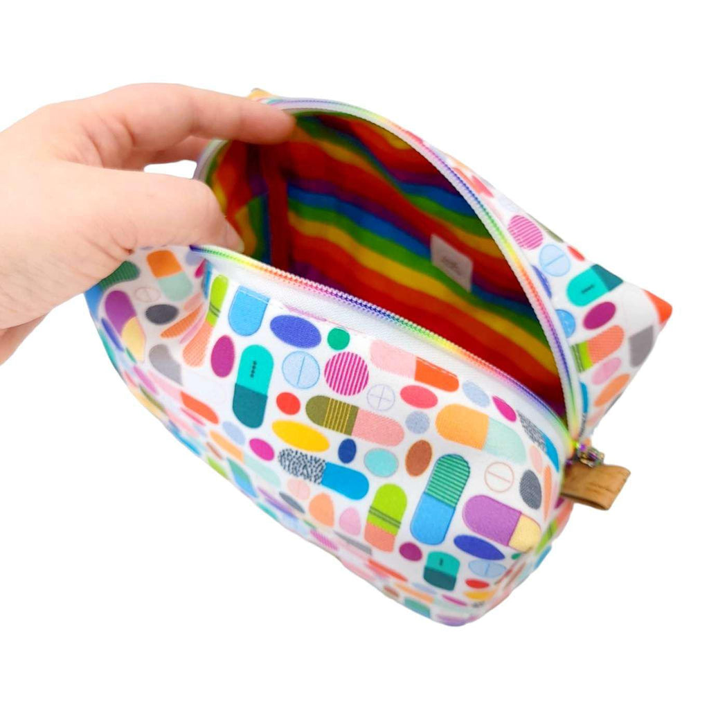 Box Zip - Large Dopp Bag in Colorful Pills by Seattle Stitchery
