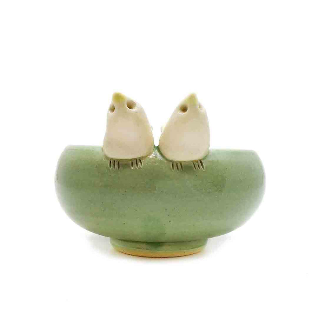 Bowl - Small Bird Pair on Green by Tasha McKelvey