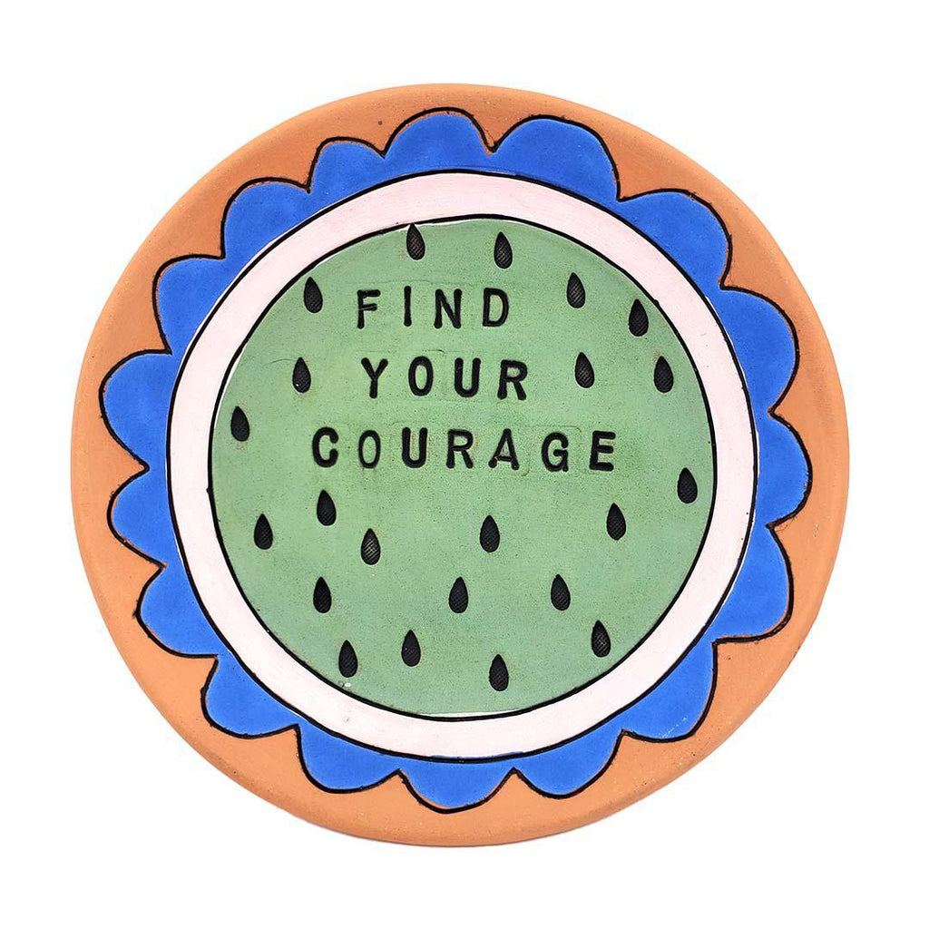 Ring Dish - 5 in - Find Your Courage (Green) by Leslie Jenner Handmade