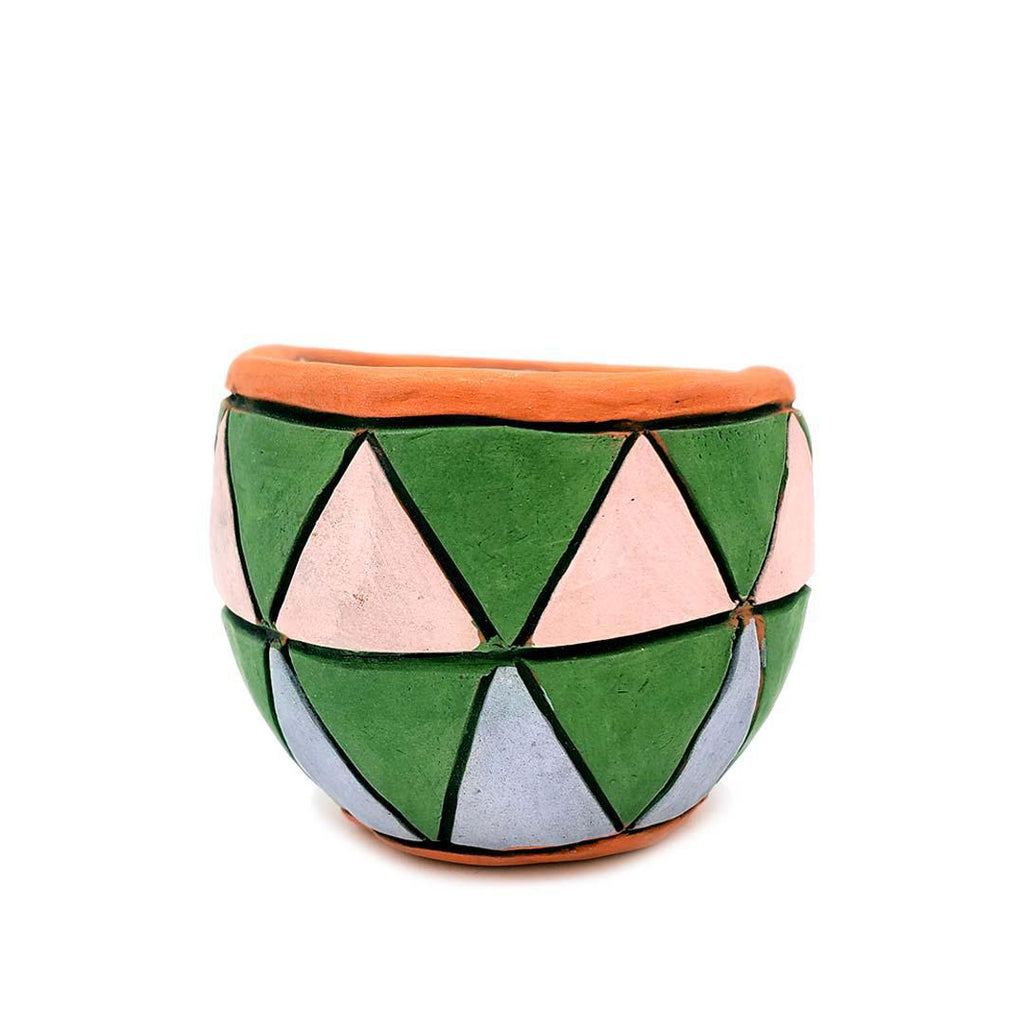 Tiny Cup - 2.5in - Green Pink Blue Triangles by Leslie Jenner Handmade
