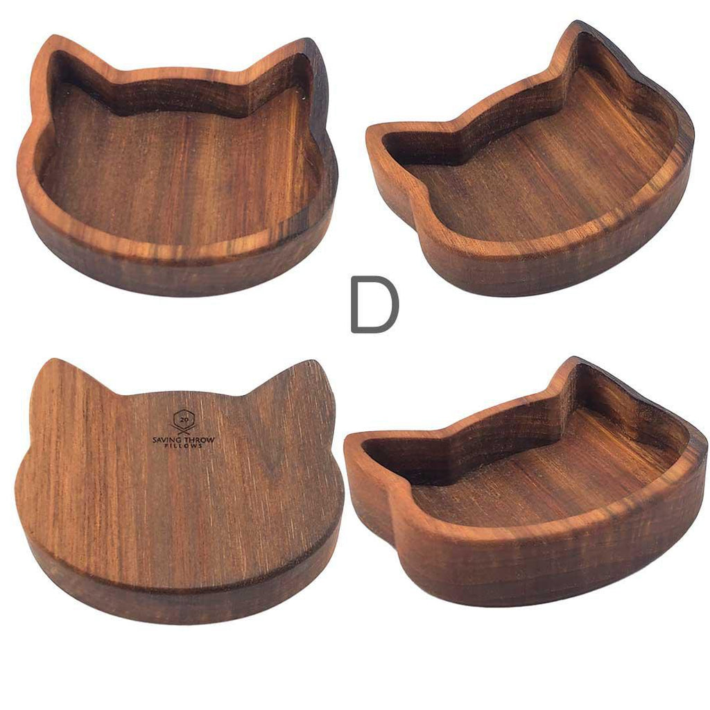 Tray - Small - Cat Head Open Tray (Assorted Walnut Woods) by Saving Throw Pillows