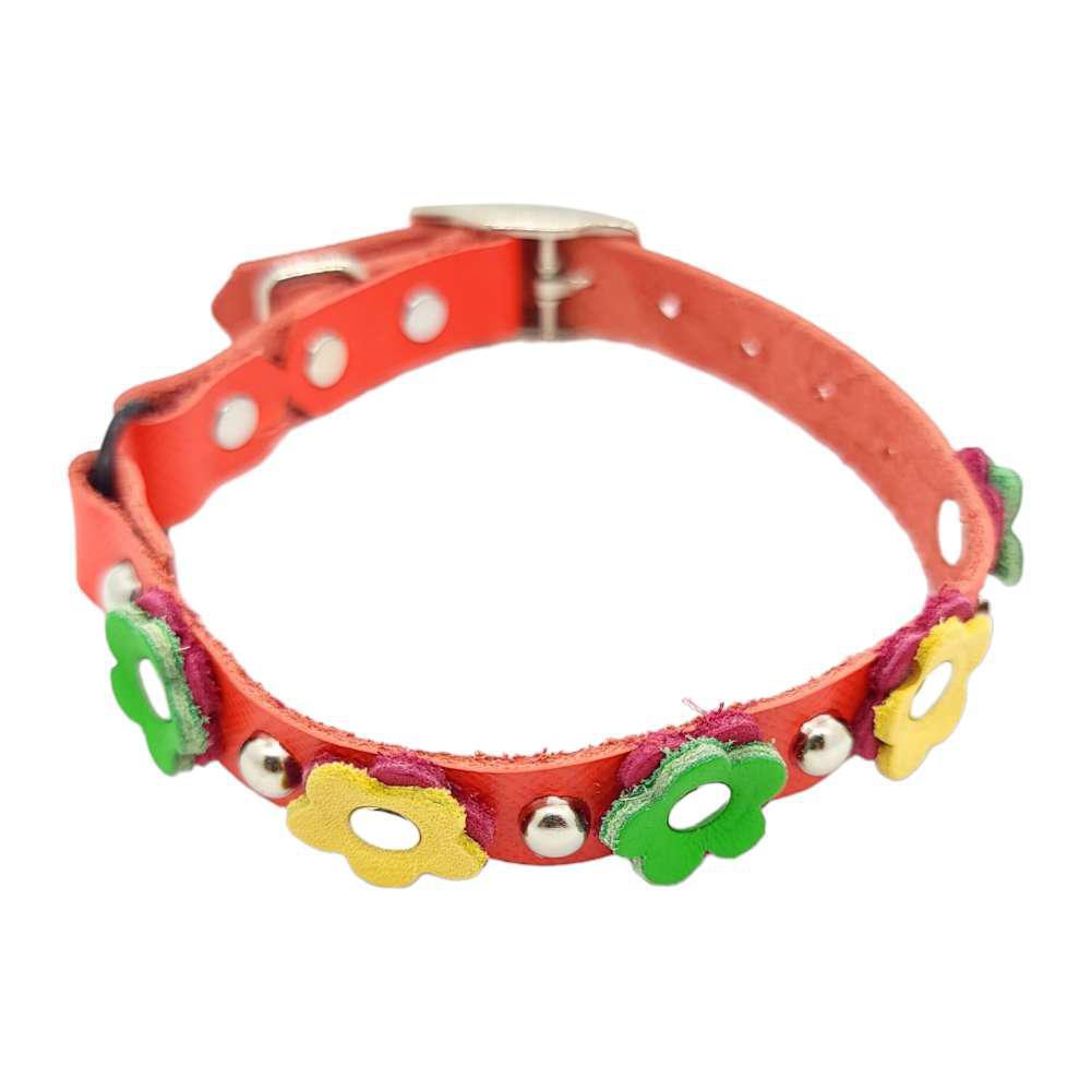 Cat Collar - Hot Pink with Multicolor Flowers by Greenbelts