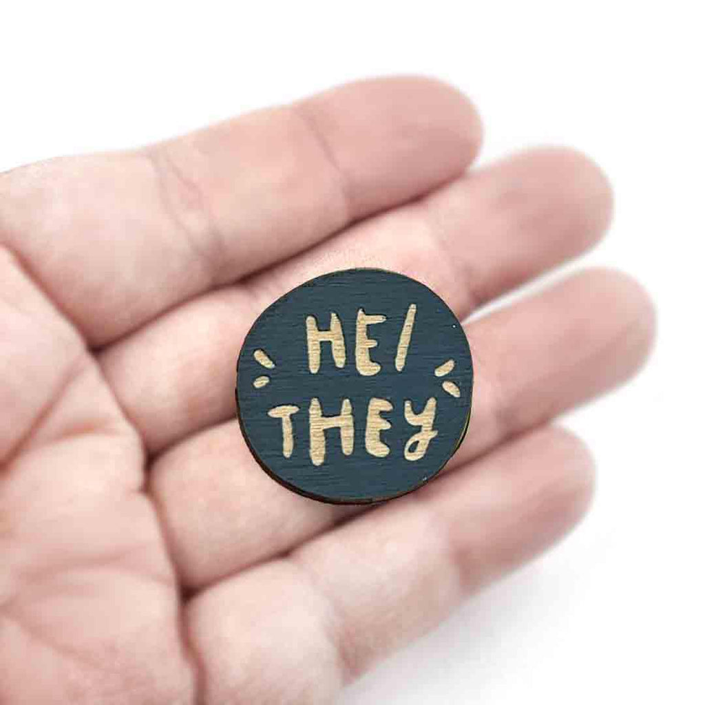 Pronoun Pins - He/They (Assorted Colors) by Snowmade