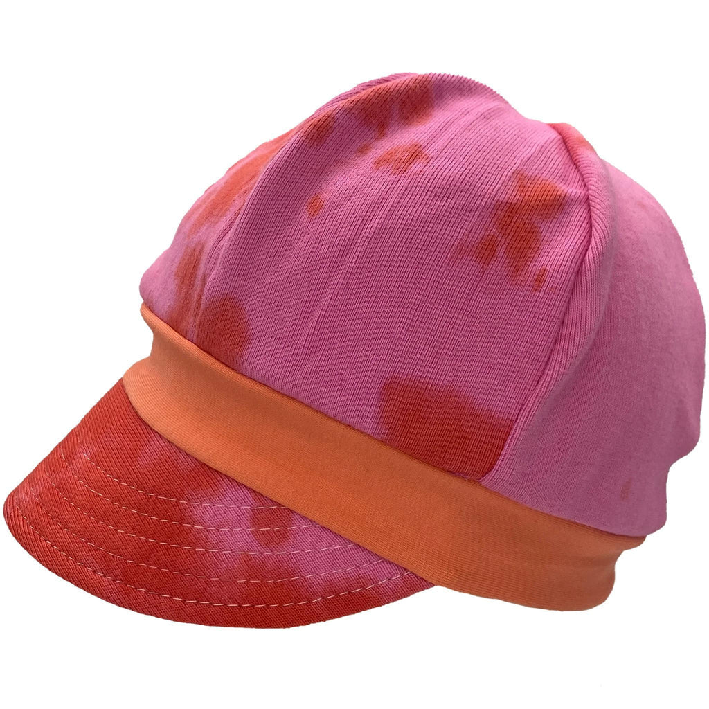 Adult Hat - Upcycled Jersey Weekender in Pink Tie Dye with Orange Band by Hats for Healing