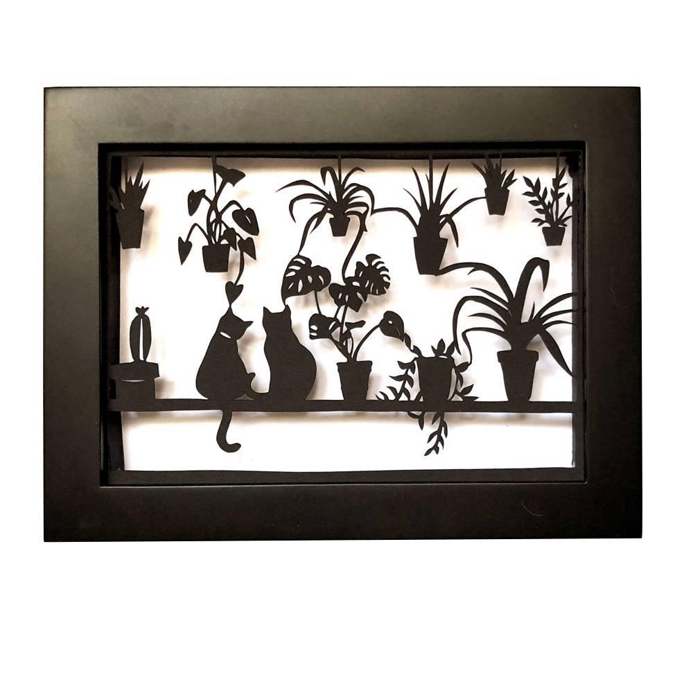 Papercut Art -  Cats and Plants by Squirrel Taco Papercuts