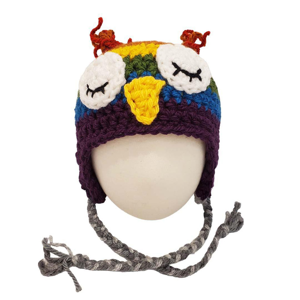Hat - Infant - Owl (Rainbow Purple) by Scary White Girl