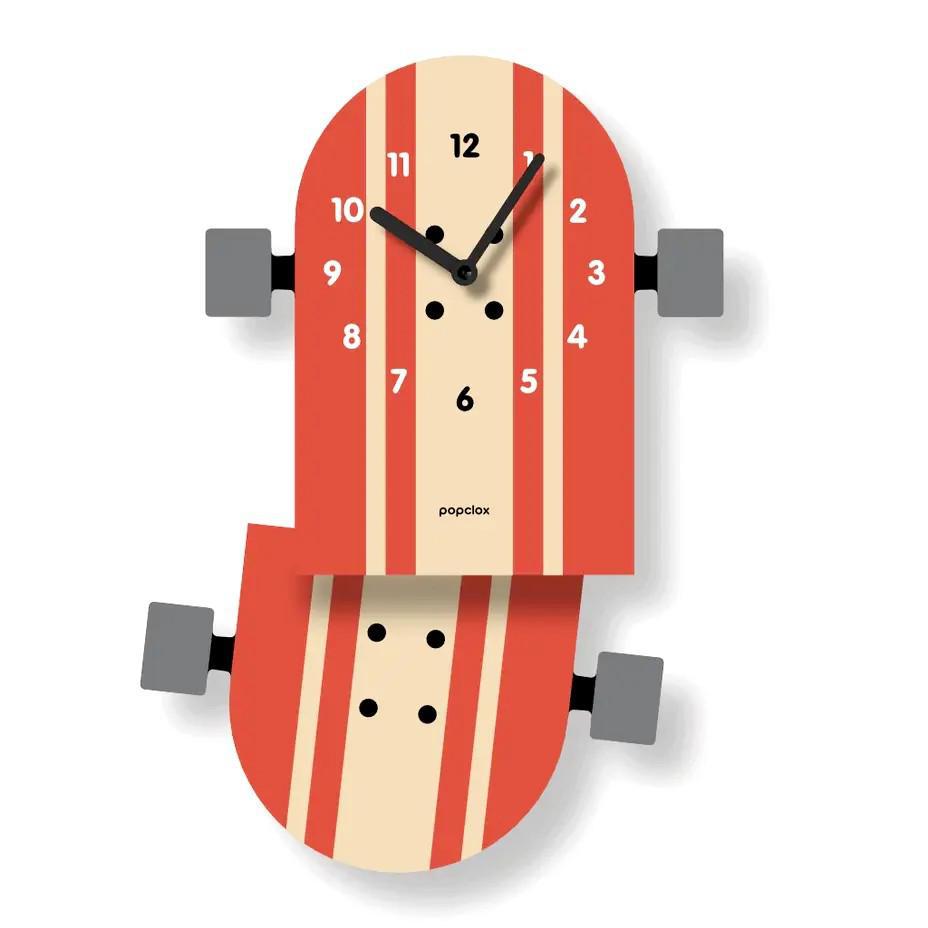 Acrylic Clock - Skateboard Pendulum by Popclox