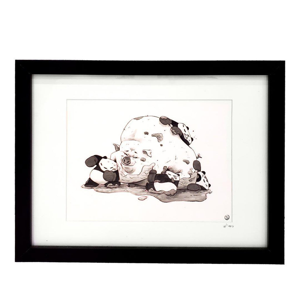 Original Framed Art - Pig Pandas by Punching Pandas