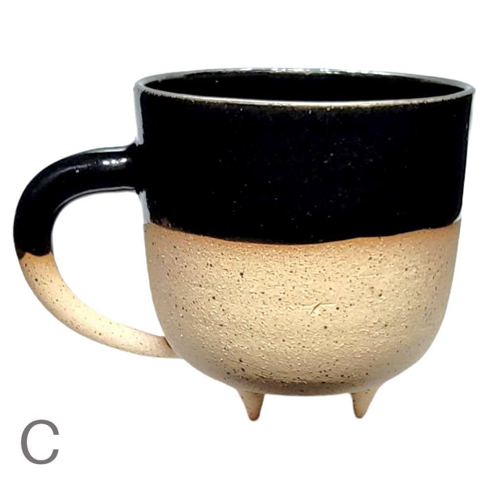 Mug – Footed Stoneware Mug in Black and Speckled by Korai Goods