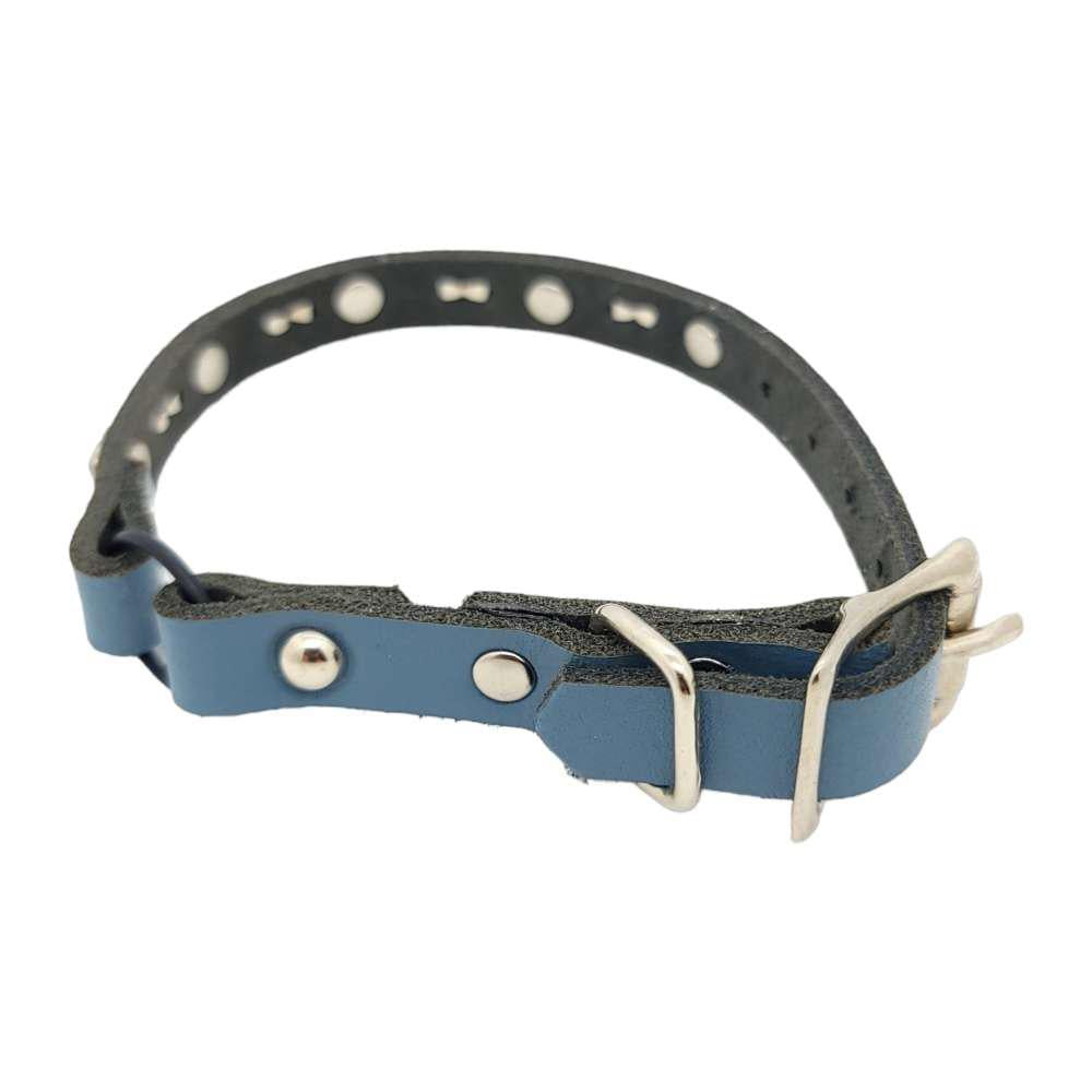 Cat Collar - Dusty Blue with Silver Black Gems by Greenbelts