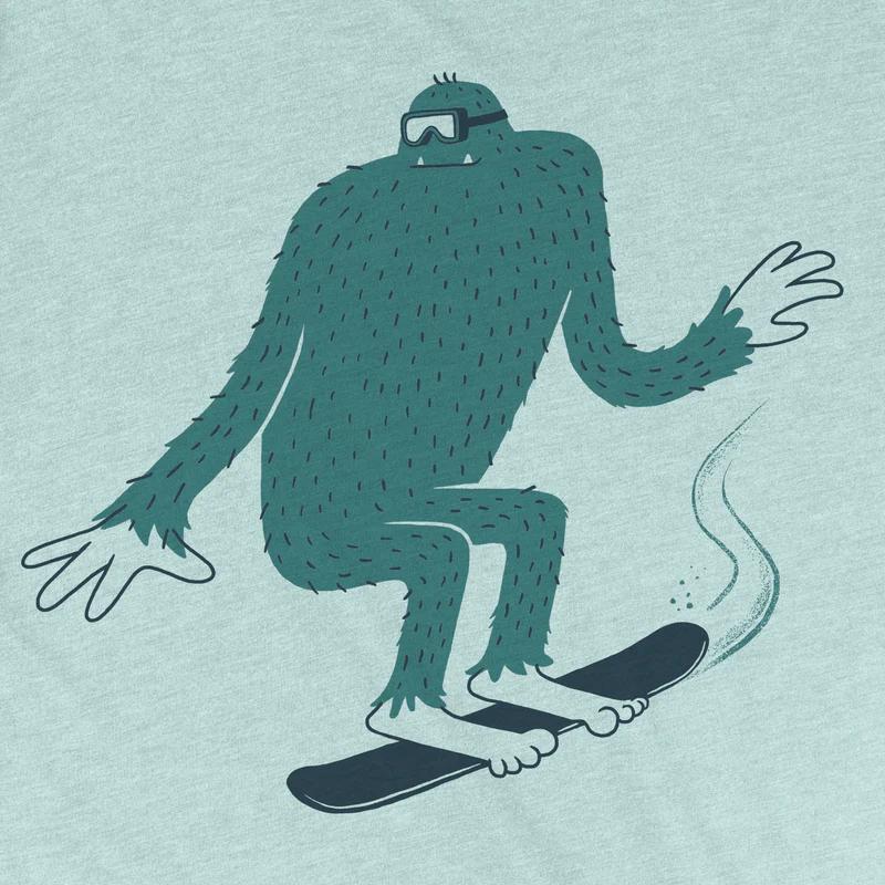 Adult Crew Neck - Boarding Sasquatch Ice Blue Tee (XS - 2XL) by Factory 43