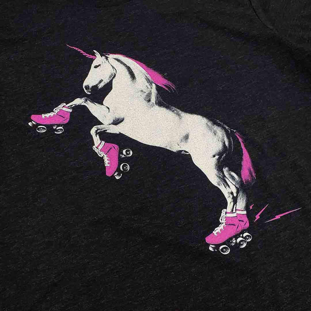Adult Tee- Roller Skating Unicorn Heathered Black by Ugly Baby