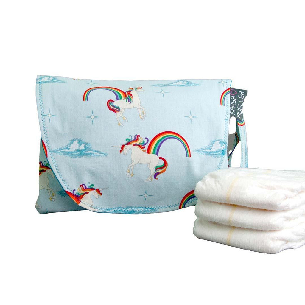 Diaper and Wipe Clutch - Unicorns and Rainbows by MarshMueller