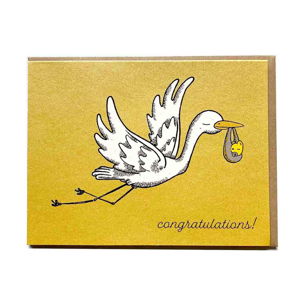 Card - Baby - Stork Congratulations by Everyday Balloons Print Shop