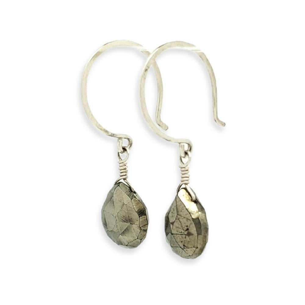 Earrings -  Pyrite Gemstone Drops Sterling by Foamy Wader