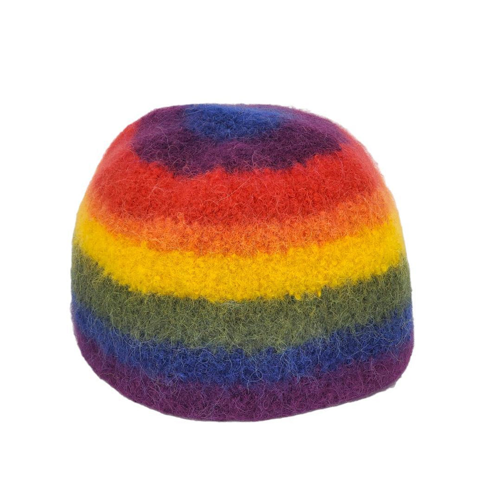 Hat - Felted Wool Cap in Rainbow Stripe (Assorted Sizes) by Snooter-doots