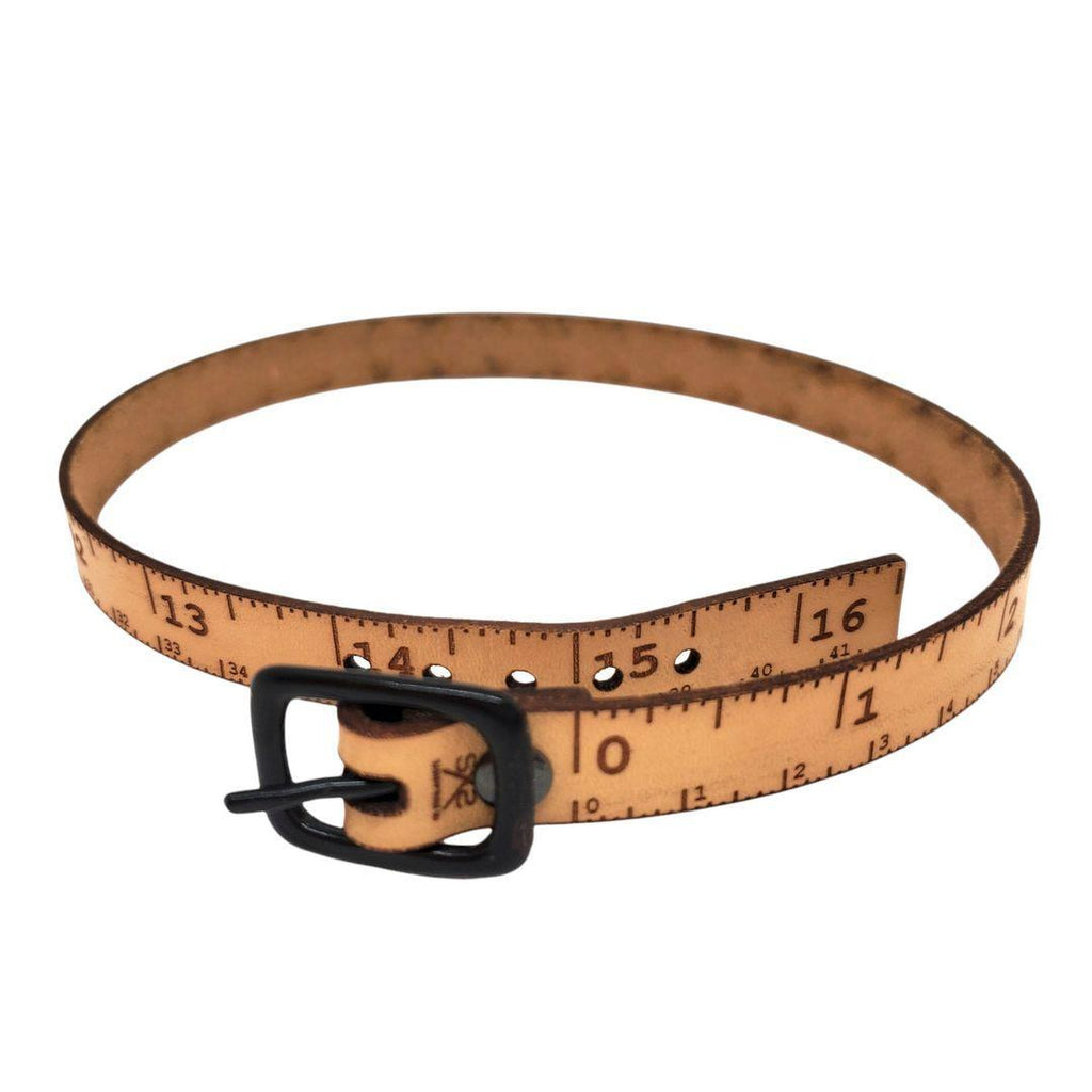Bracelet - Lg - Double Wrap Natural Leather Tape Measure by Sandpoint Laser Works
