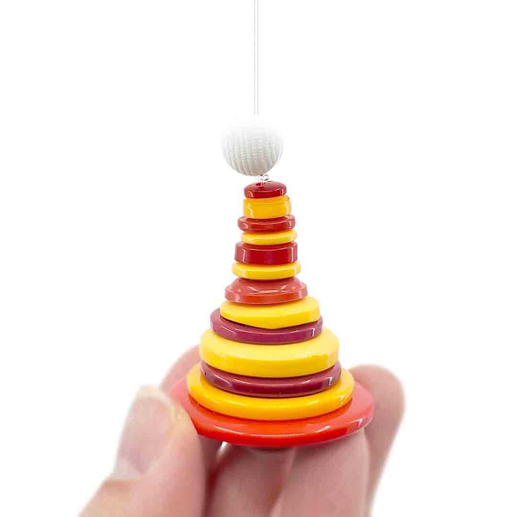 Ornament - Button Tree - Red and Yellow with White Topper by XV Studios
