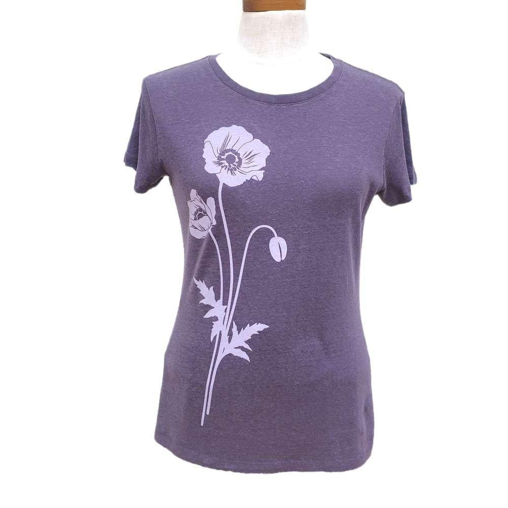 Short Sleeve - Purple Poppies Hemp and Organic Cotton by Uzura