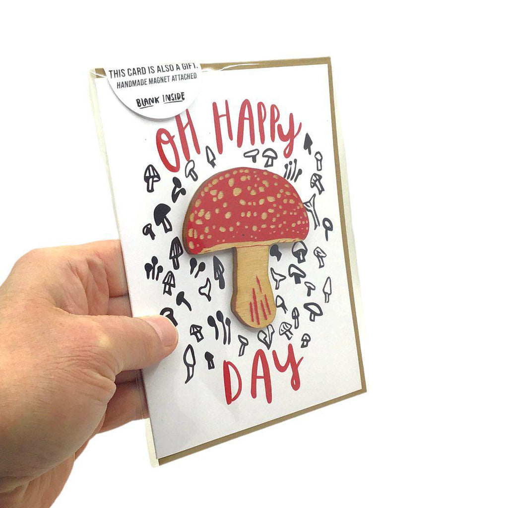 Magnet Card - Oh Happy Day Mushroom by SnowMade