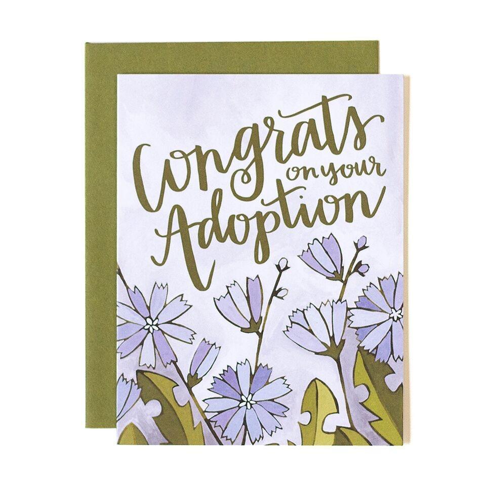 Card - Baby - Congrats on Your Adoption Purple Floral by 1Canoe2
