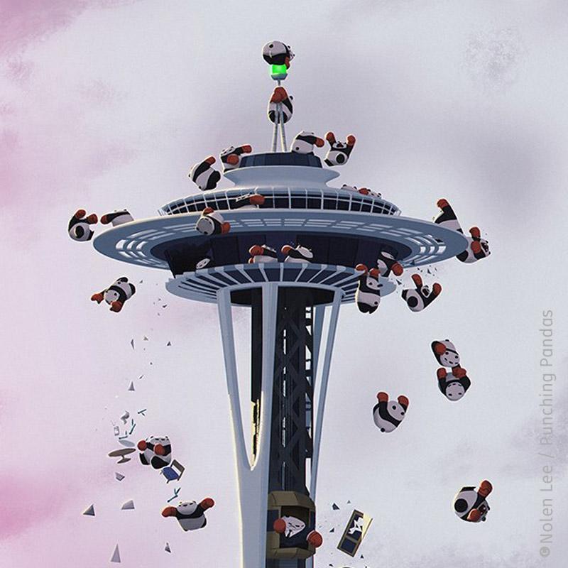 Prints (Seattle Themed) - Space Needle by Punching Pandas