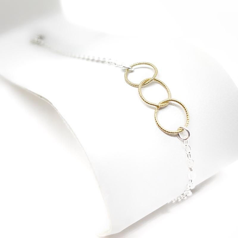 Bracelet - Trio Gold-filled Circles on Sterling Silver by Foamy Wader