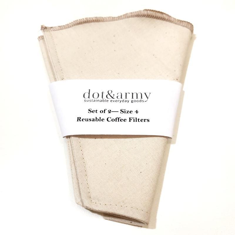 Coffee Cone Filters - Size 4 Reusable Organic Cotton (Set of 2) by Dot and Army